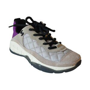 Chanel Interlocking CC Logo Low Top Sneakers Neutrals Purple